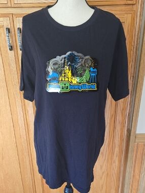 Disney Black Tee with Light Up Castle & Fireworks Graphic